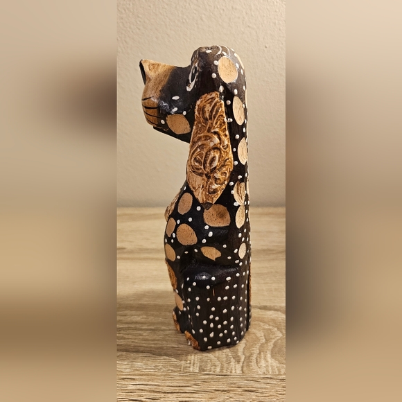 Wood Carved Dog, Carved by Hand in Bali -  8 inches EUC - Picture 2 of 7